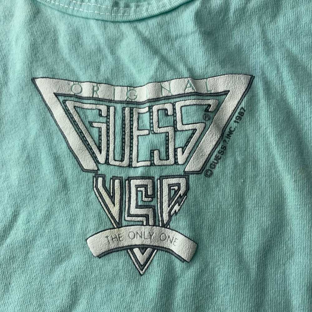 Men’s mint green vintage Guess tank top large - image 2