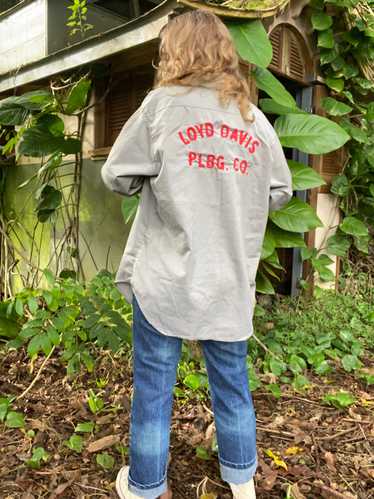 1970s Grey with Red Chain Stitch Sears Button Up