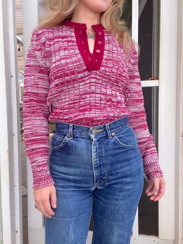 1970s Red Space Dye Acrylic Sweater