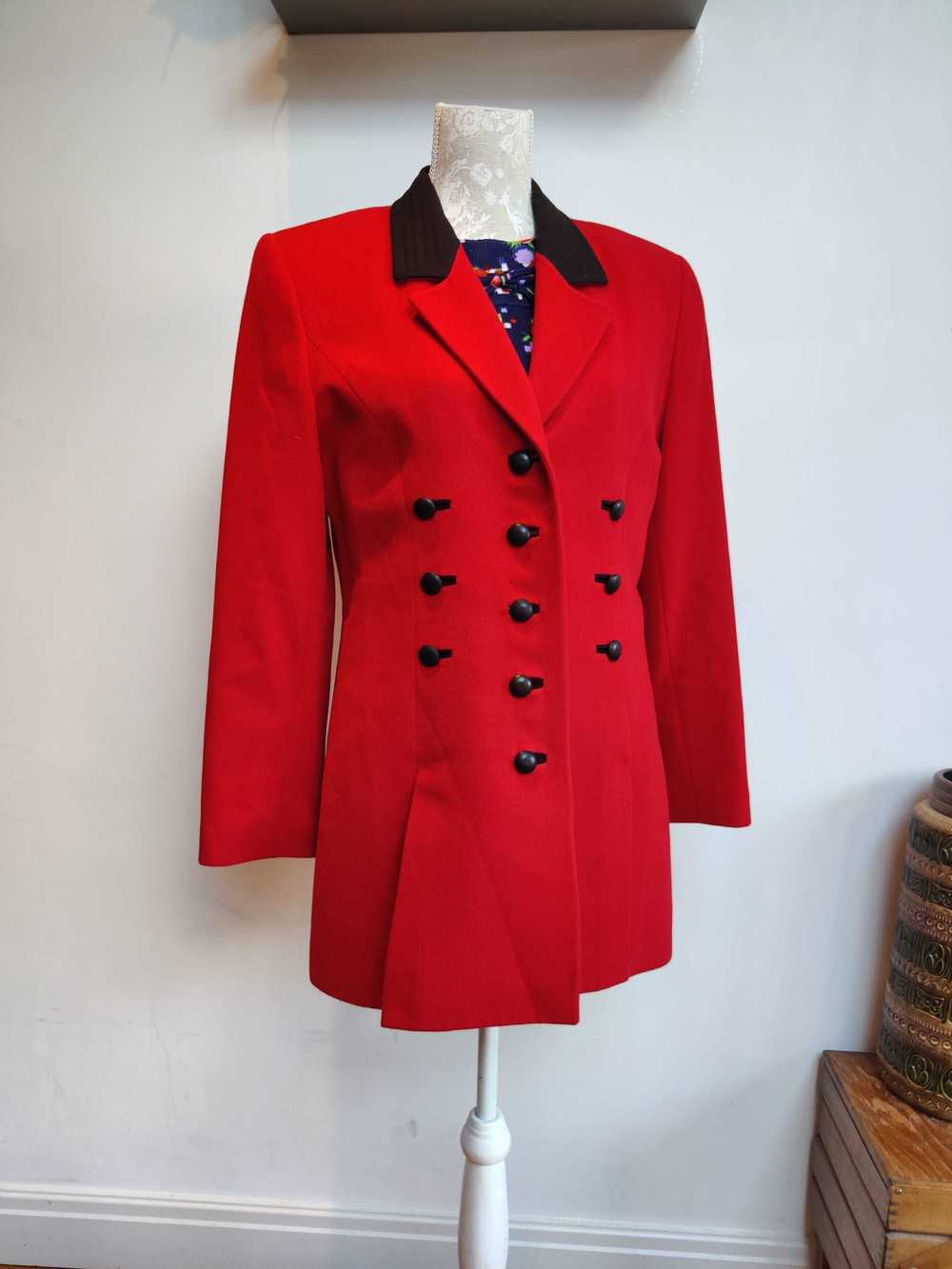 80s red and black Louis Feraud jacket. Size 12. - image 1