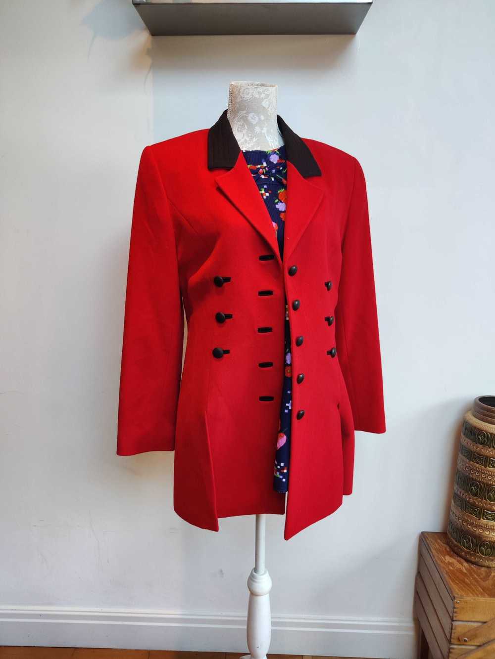 80s red and black Louis Feraud jacket. Size 12. - image 2