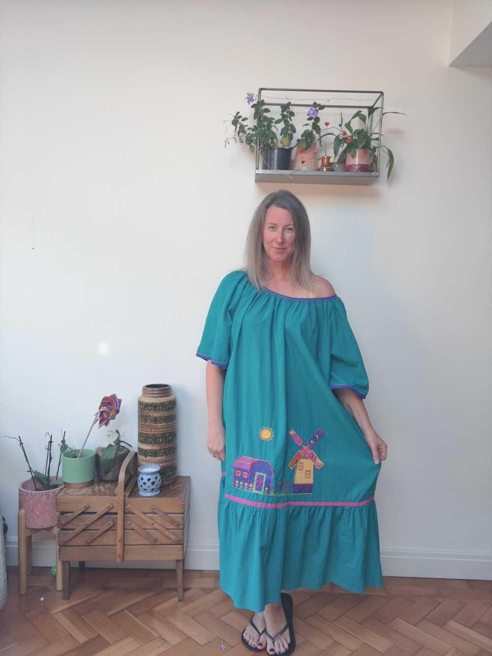Stunning 80s Appel patio dress with novelty windm… - image 2