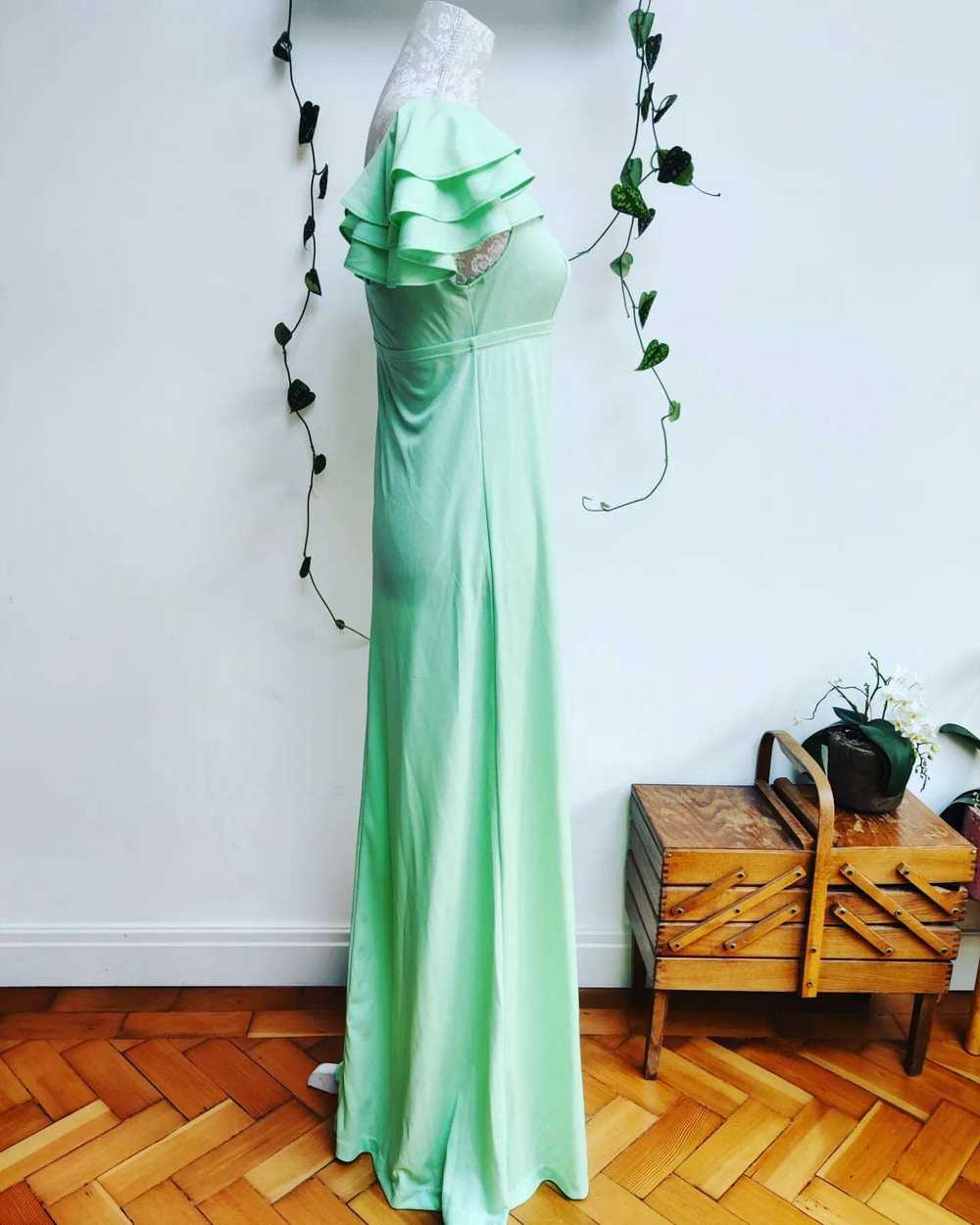 Beautiful vintage mint green maxi dress with ruff… - image 3