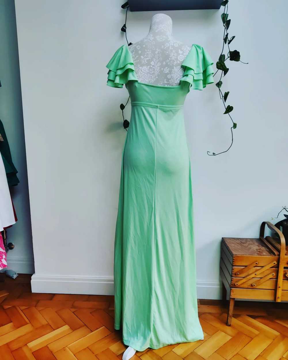 Beautiful vintage mint green maxi dress with ruff… - image 4