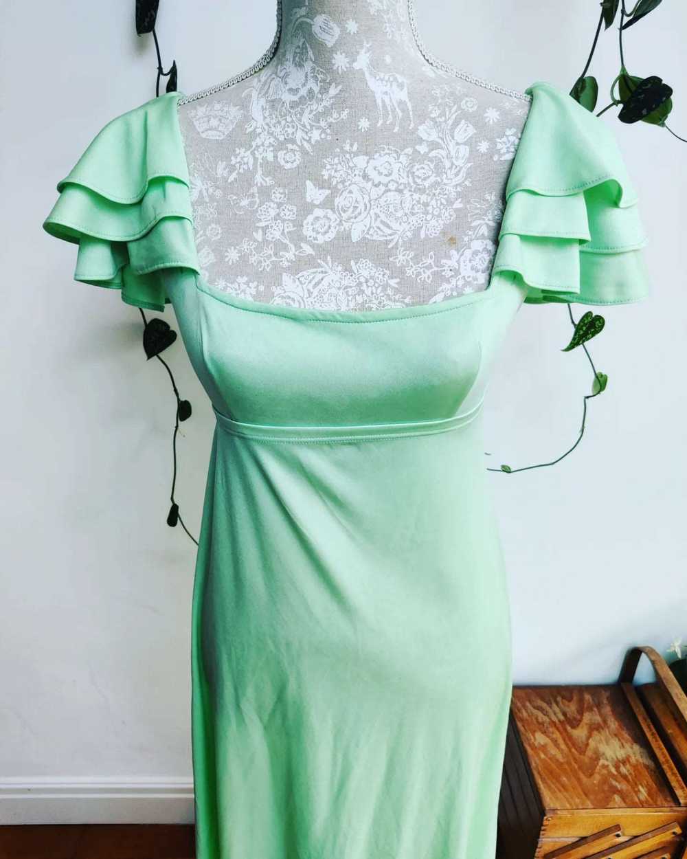 Beautiful vintage mint green maxi dress with ruff… - image 5