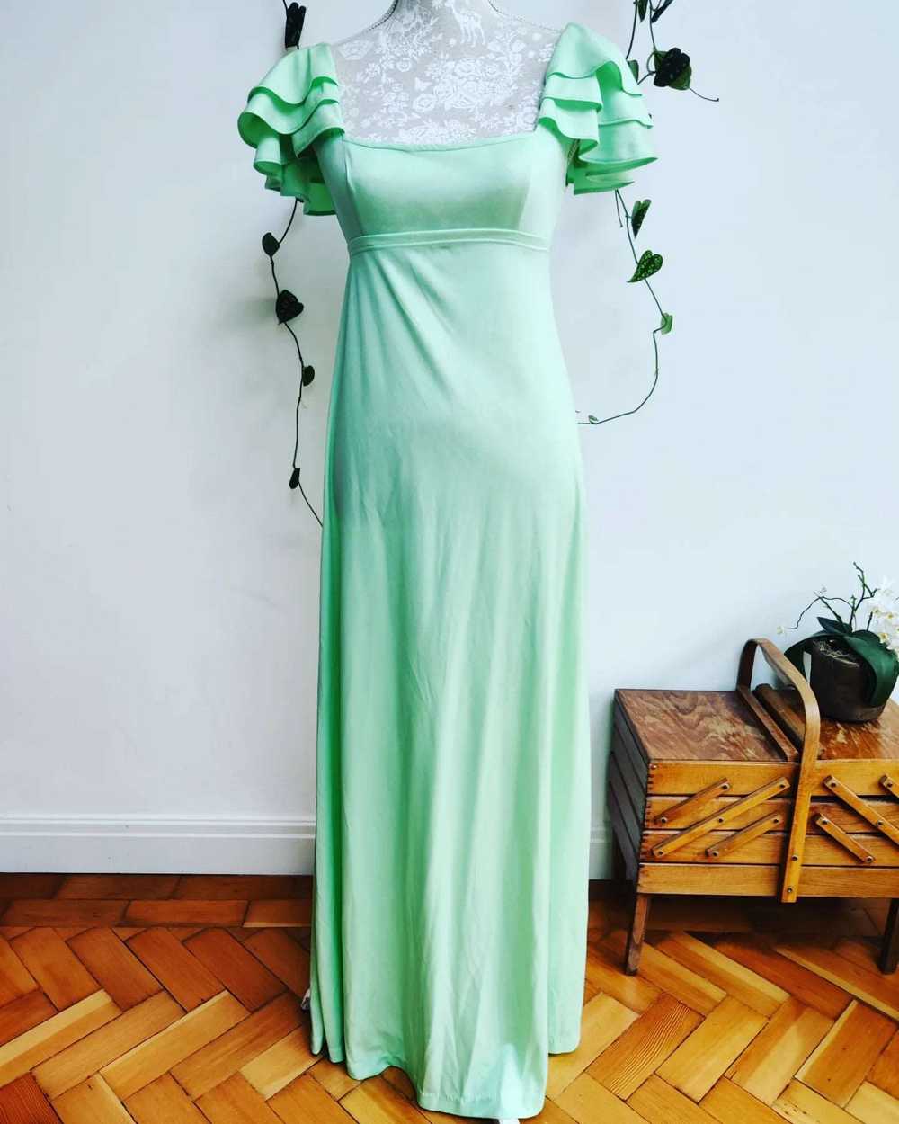 Beautiful vintage mint green maxi dress with ruff… - image 6