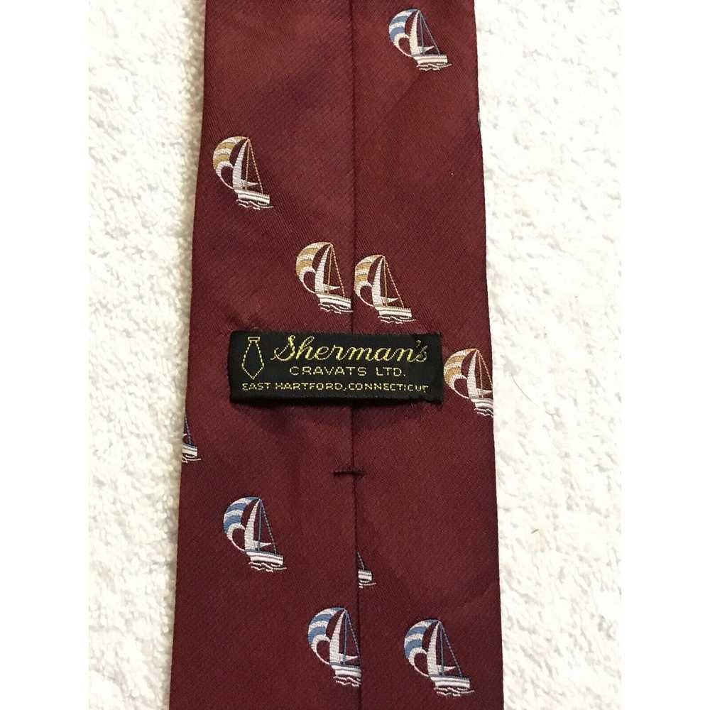 Shermans Red Sailboats Vintage Novelty Tie Neckti… - image 3