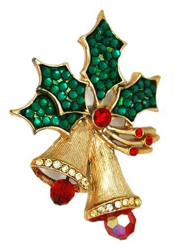 WEISS Stamped online Vintage Bell Christmas Brooch Pin