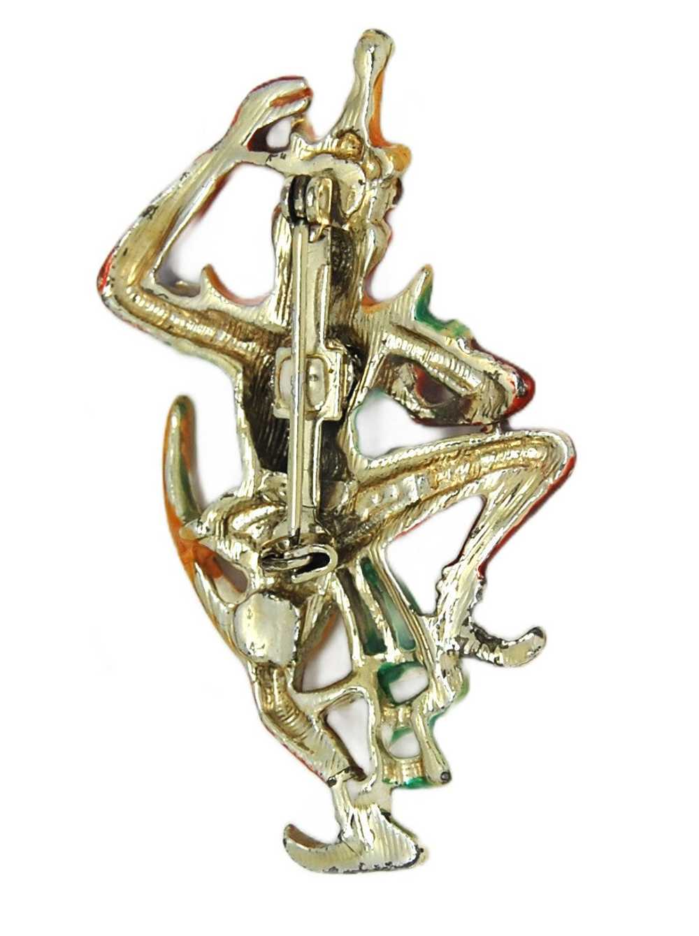 ART Enamel Pearls Temple Dancer Vintage Figural C… - image 2