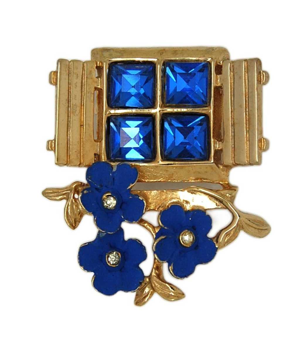 Reja Open Window Royal Blue Triple Floral Blossom… - image 1