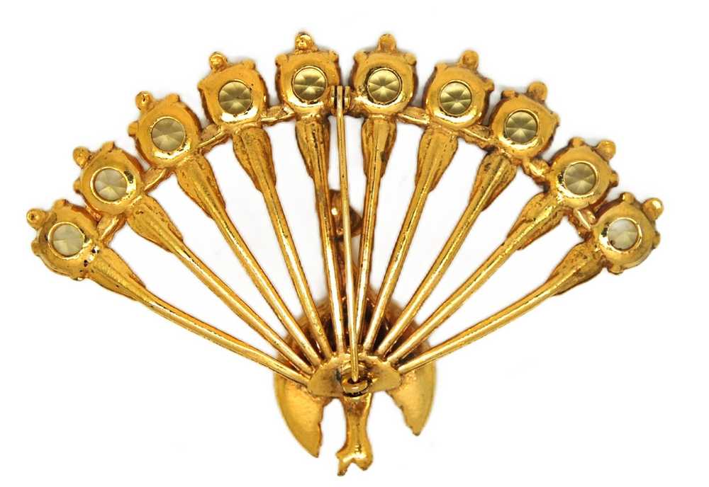 Art Deco Peacock Vintage Prong-Set Golden Topaz S… - image 3