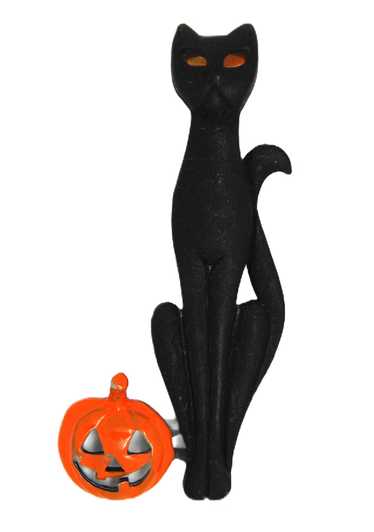 AJC Halloween Kitty Cat Pumpkin Vintage Figural H… - image 1