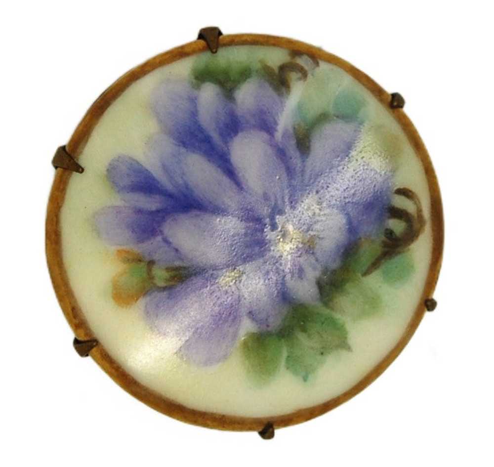 Victorian Hand Painted Violets Collar Antique Cir… - image 1