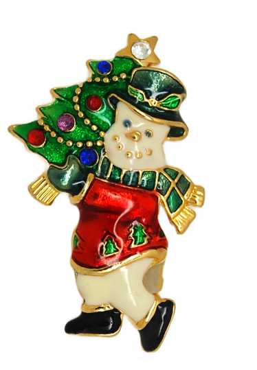 Radko Snowman Red & White Enamel Vintage Figural P