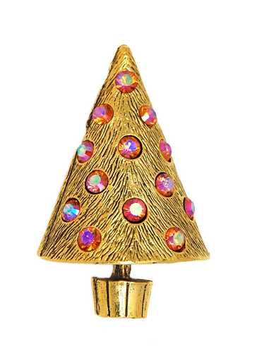 LIA Classic Cone Pink AB Gold Plate Christmas Tree