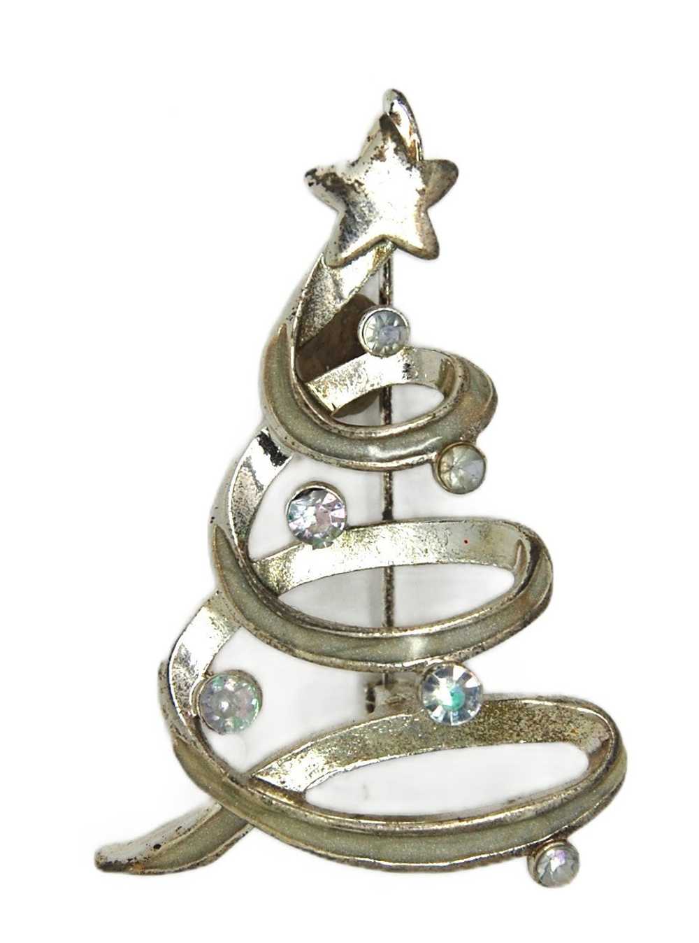 LIA Silver Tone Swirling Ribbon Christmas Tree Vi… - image 1