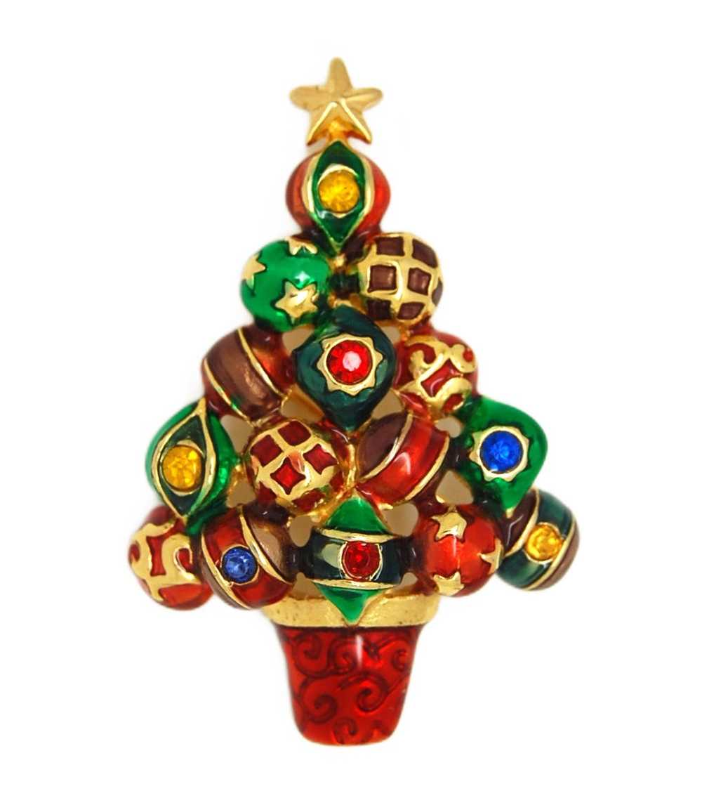 Radko Christmas Tree Enamel & Rhinestone Ornament… - image 1