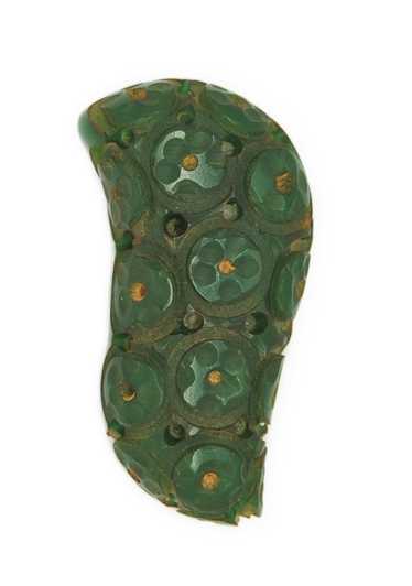 Bakelite Deep Green Floral Dress Clip Vintage Figu