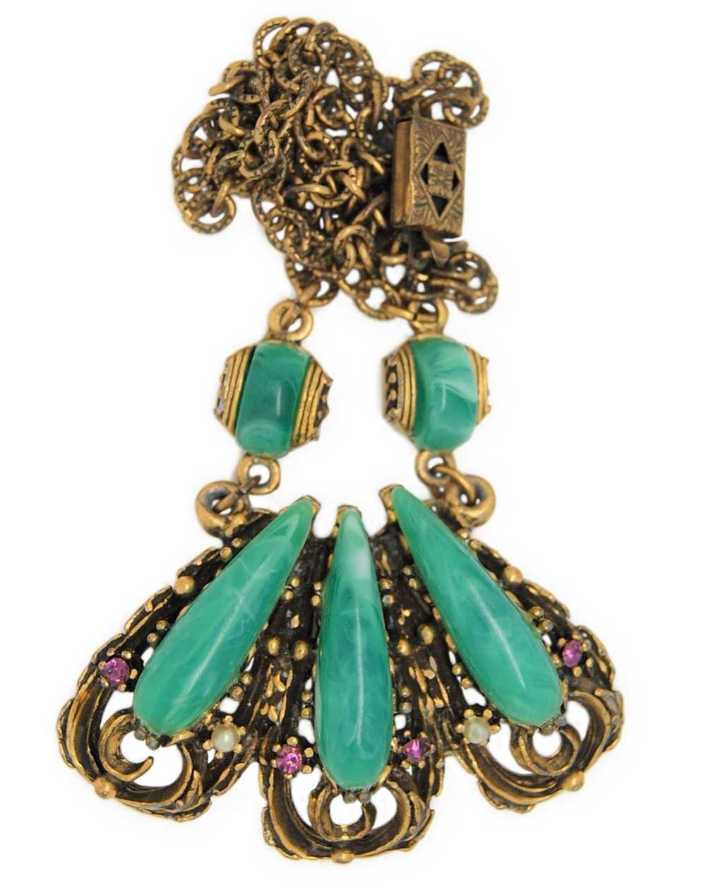 Selro Faux Jade Vintage Necklace - image 1