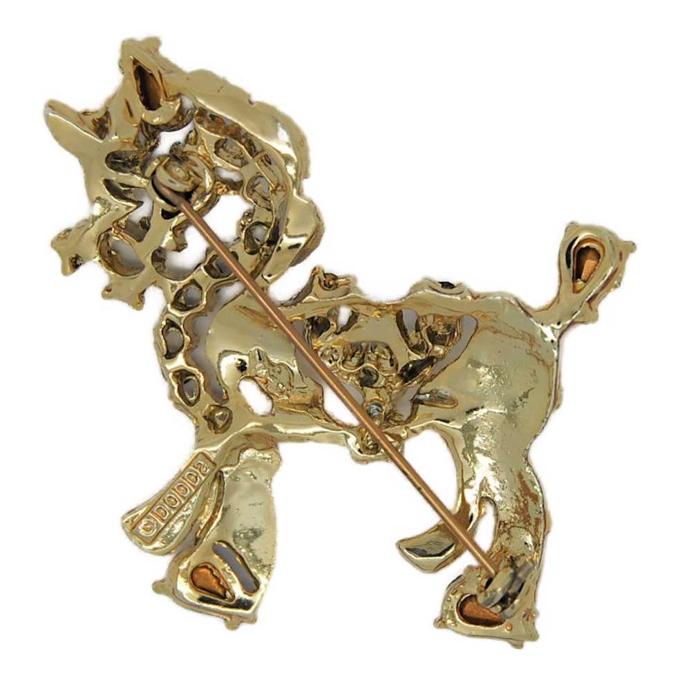 Dodds Gold Tone Sapphire Blue Rhinestone Horse Vi… - image 2