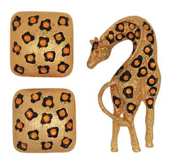 Craft Gem-Craft Earrings & Matching Giraffe Vinta… - image 1