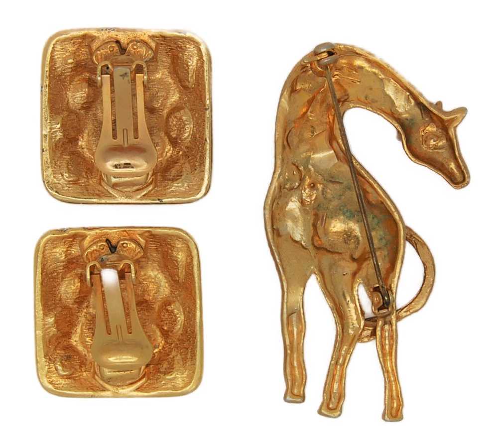 Craft Gem-Craft Earrings & Matching Giraffe Vinta… - image 2