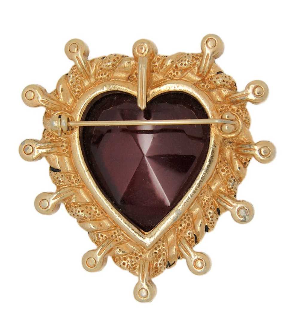 Ruby Red Cut Glass Framed Heart Vintage Figural P… - image 4