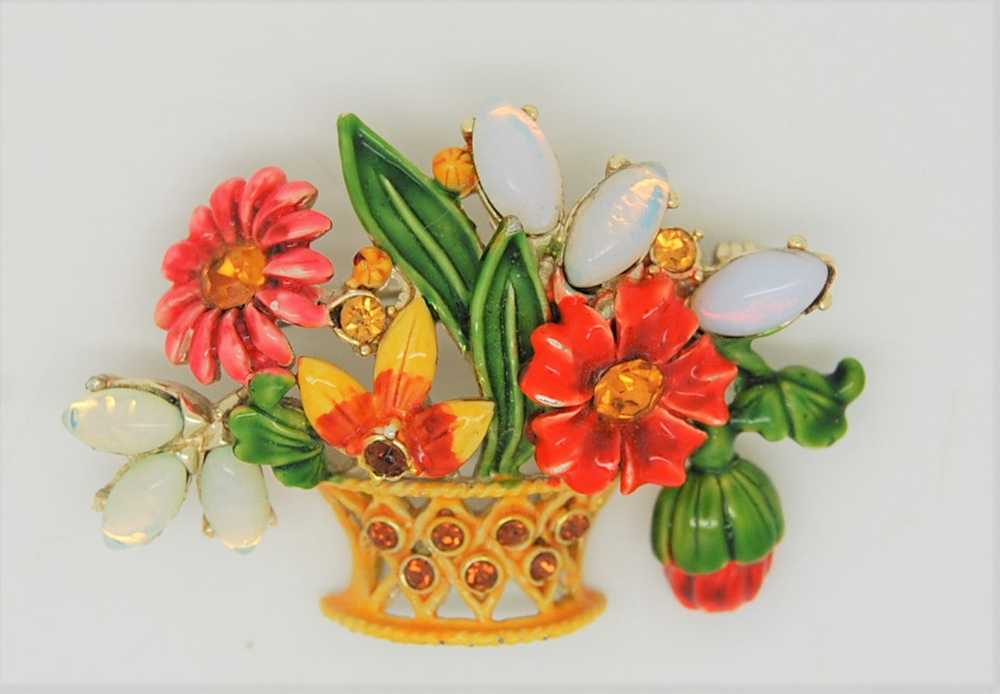 Corocraft Gorgeous Floral Basket Vintage Figural … - image 2