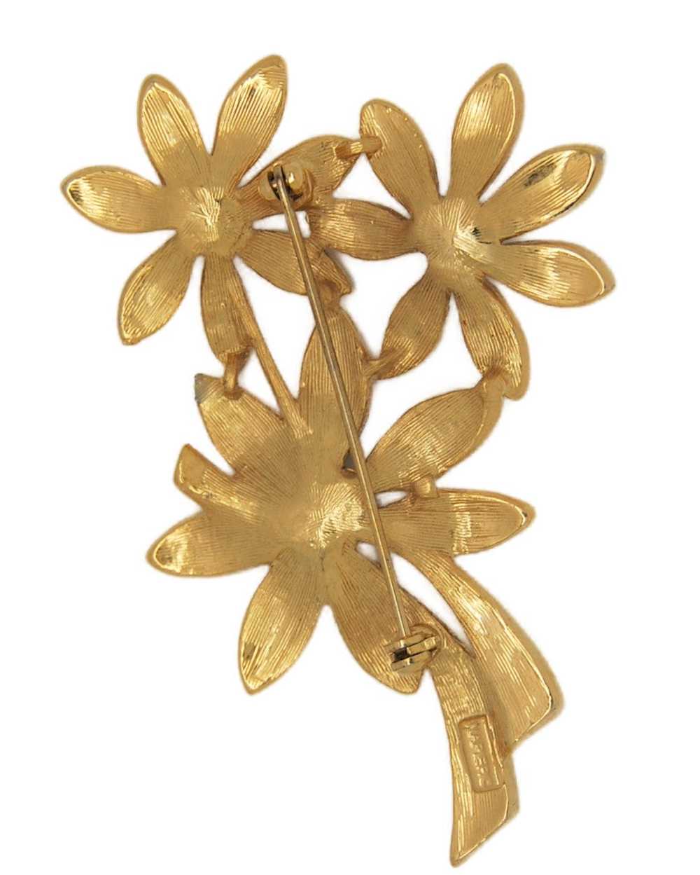 Napier Triple Gold Plate Flowers Vintage Figural … - image 2