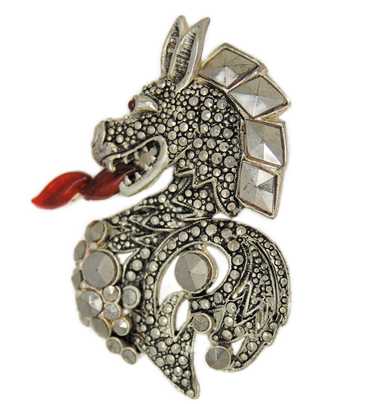 Weisner Marcasite Red Tongue Dragon Vintage Figur… - image 1