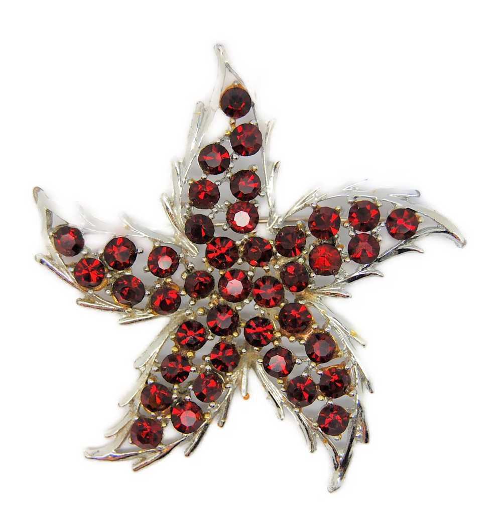 Dodds Pin Wheel Star Burst Ruby Red Rhinestones V… - image 1