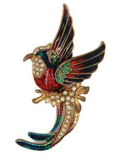 Sphinx Fantasy Bird Enamel & Rhinestones Vintage F
