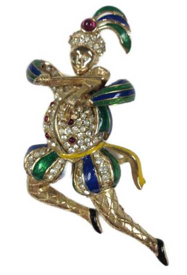 Ciner Jester Violin Musician Vintage Figural Pin B