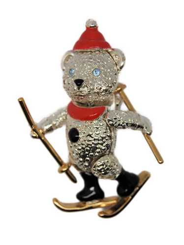 Napier Skiing Christmas Teddy Bear Vintage Figural