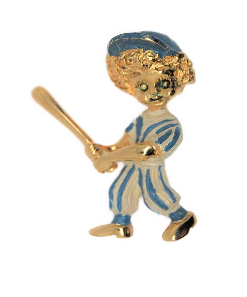 Tortolani Baseball Player Vintage Figural Pin Bro… - image 1