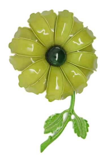 Big Green Flower Power 1950s Vintage Figural Brooc