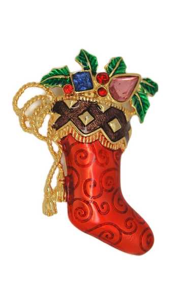 Radko Christmas Holiday Enamel Stocking Boot Vinta