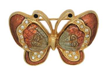 St John Enamel Butterfly Vintage Figural Pin Broo… - image 1