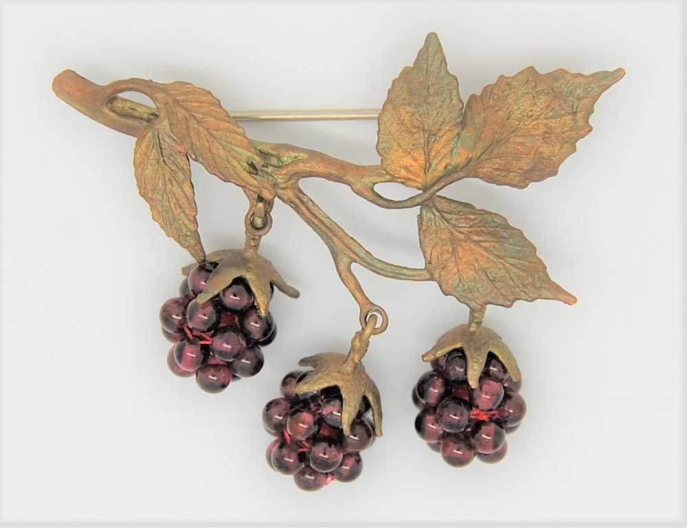 Michael Michaud Glass Bead Grapes Bronze Leaf Vin… - image 3