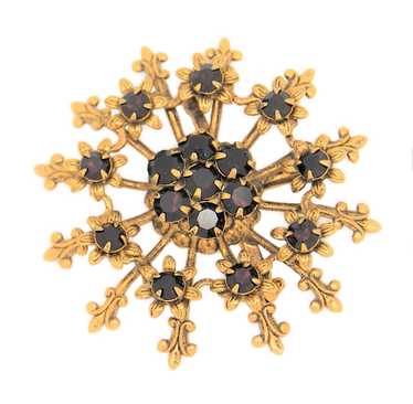 Christmas Garnet Rhinestone Snowflake Vintage Fig… - image 1