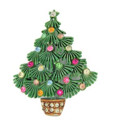 Lisner Green Branchy Tree Ornaments Vintage Figur… - image 1