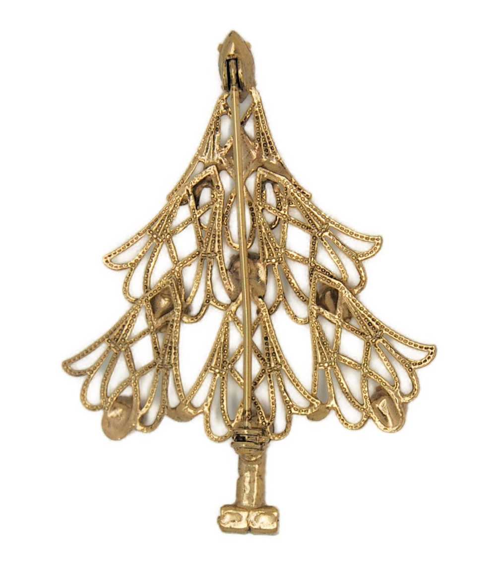 Open Wire Work Christmas Tree Vintage Figural Pin… - image 2