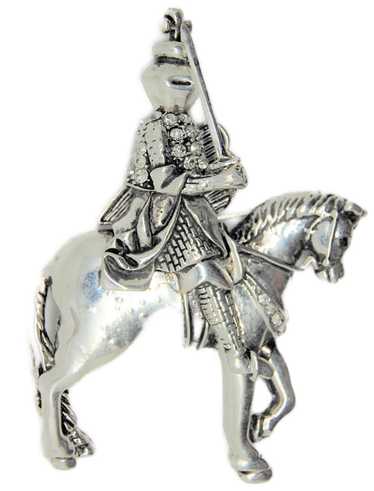 Medieval Armored Knight & Horse Vintage Figural Pi