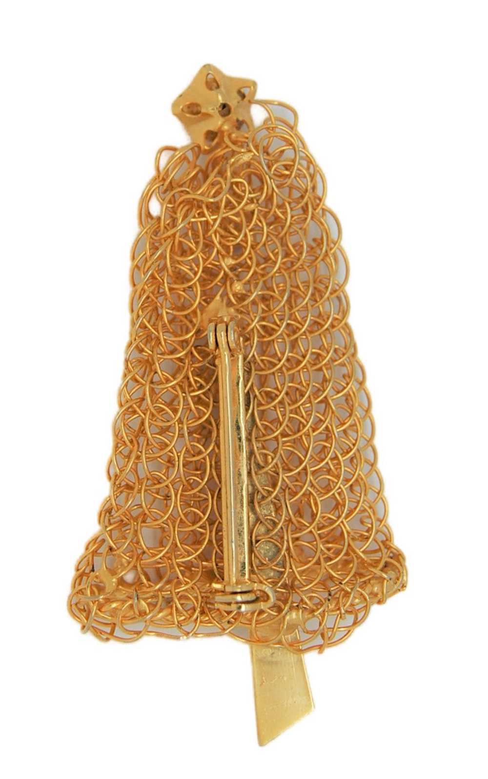 Eisenberg Gold Plate Woven Wire Christmas Bell Vi… - image 2