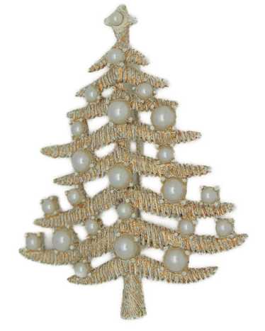 Silver Starr Flocked & Pearls Christmas Tree Vinta