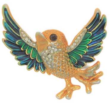 Sphinx Enamel Cheeping Bird Vintage Figural Costu… - image 1