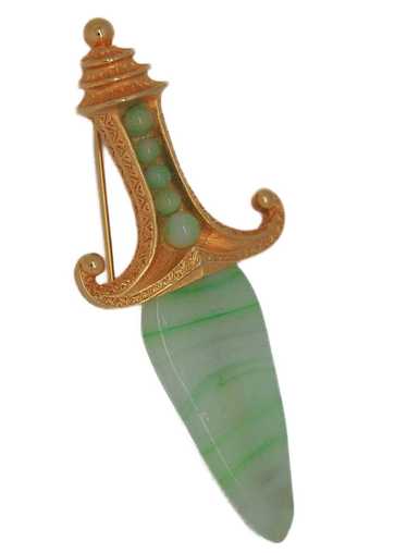 Marvella Jade Dagger Blade Beaded Hilt Vintage Cos