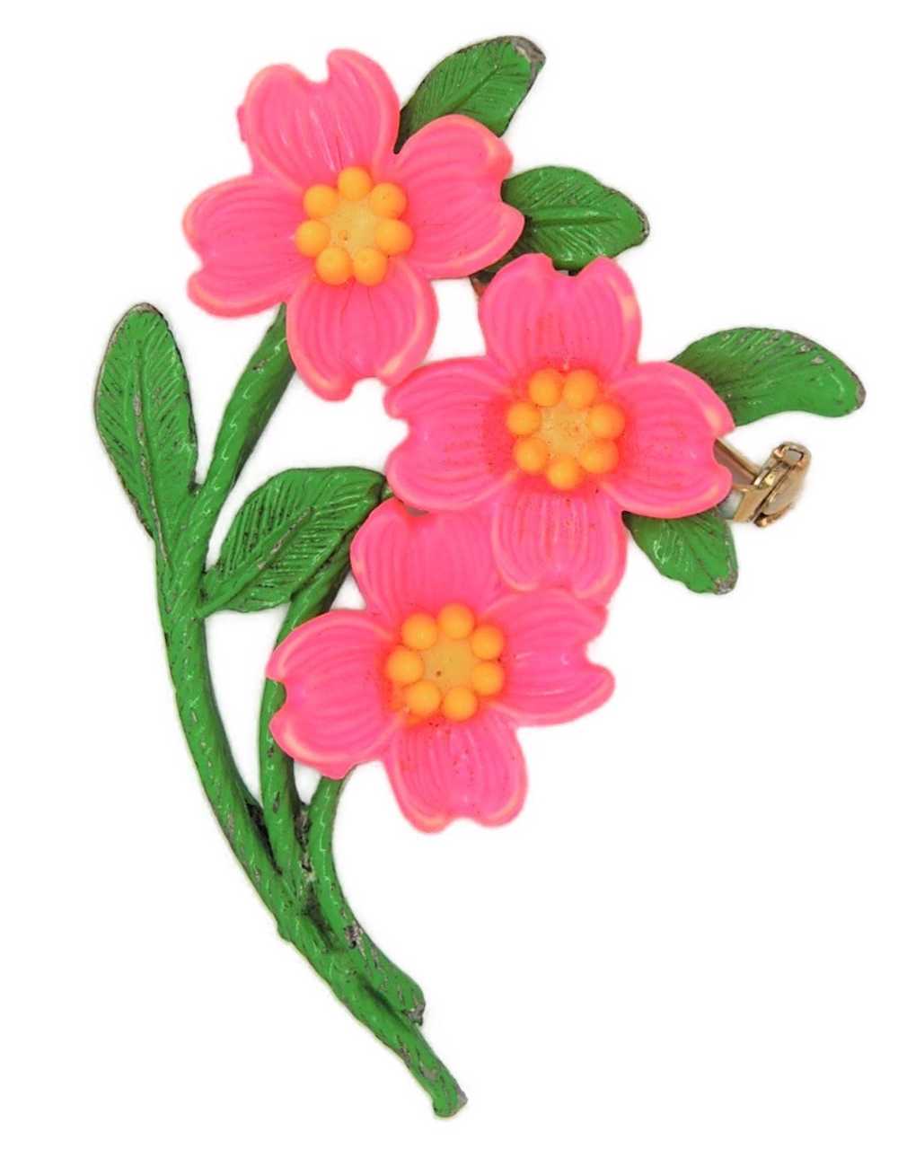 Shocking Pink Floral Blossoms Vintage Figural Cos… - image 1