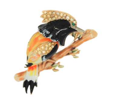 Corocraft Woodpecker Enamel Trembler Vintage Cost… - image 1