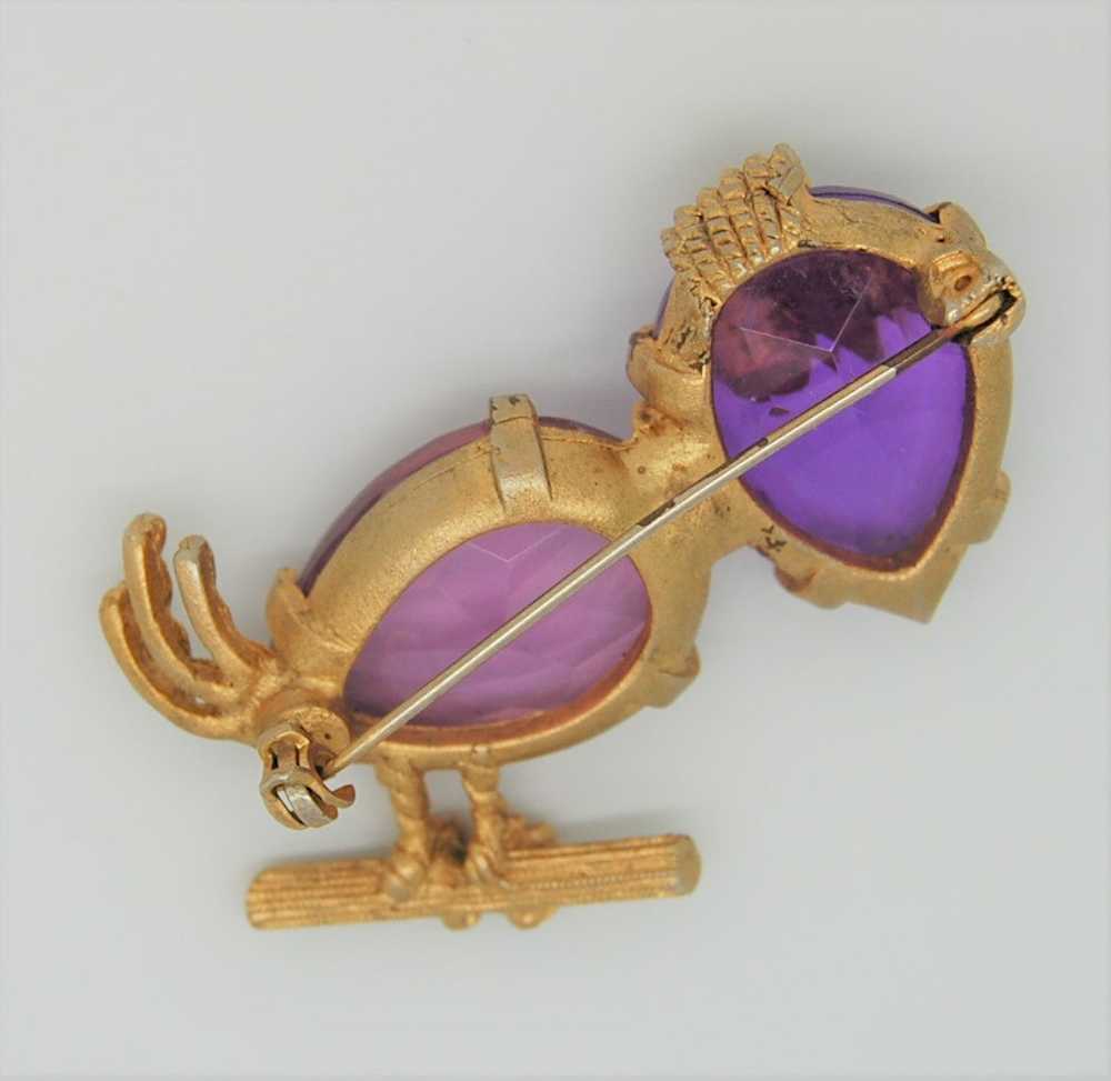 Crow in Purple Vintage Costume Figural Pin Brooch - image 3